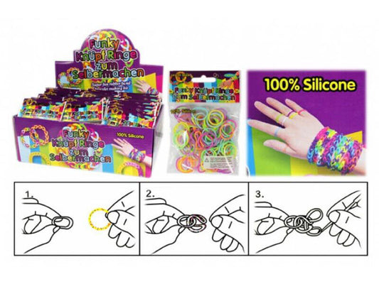 Funky Loombänder komplettes Display bunt 48 Tüten