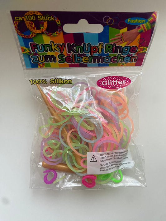 Funky Loombänder Bunt (Glitzer) 100Stk.